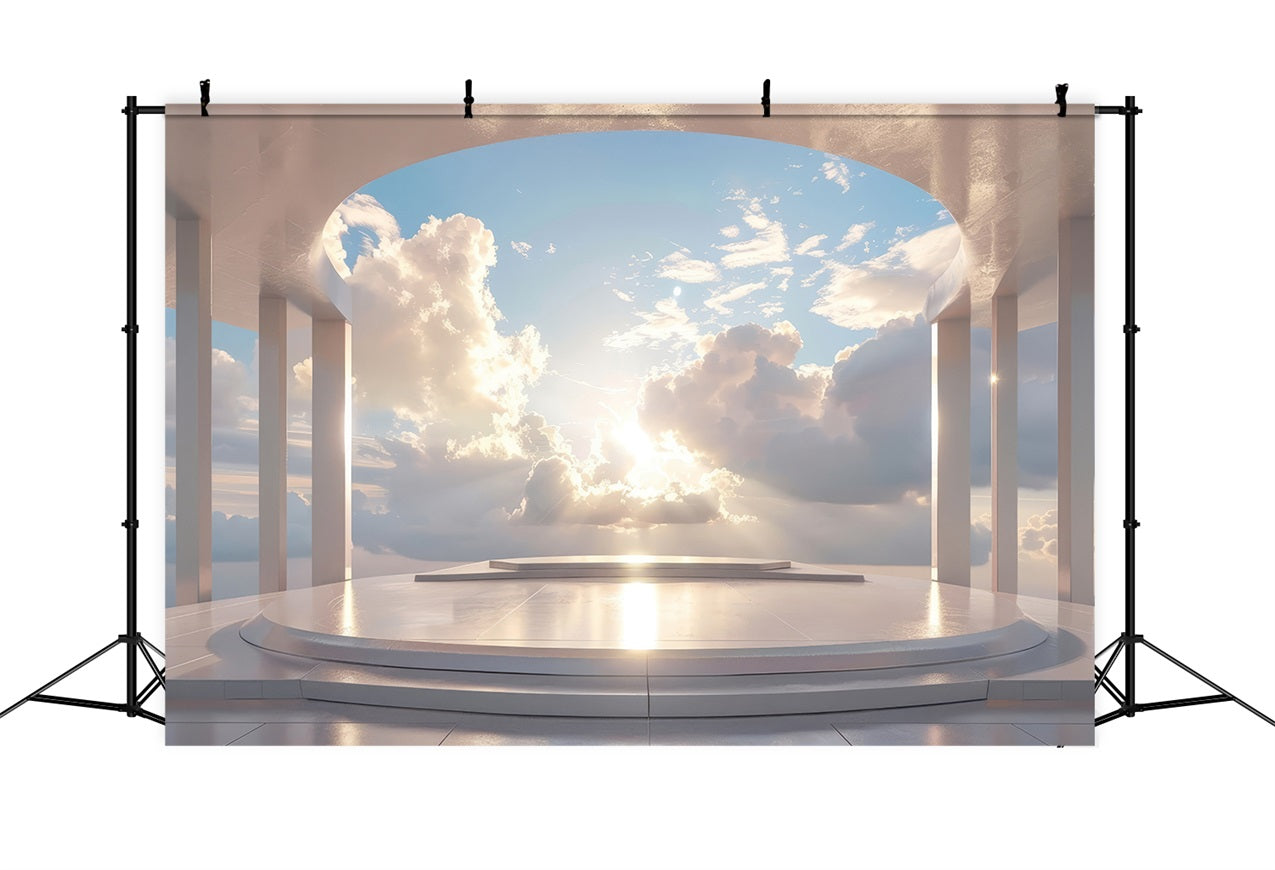 Architecture Backdrop White Arched Balcony Cloudscape Backdrop UK BRP12-636