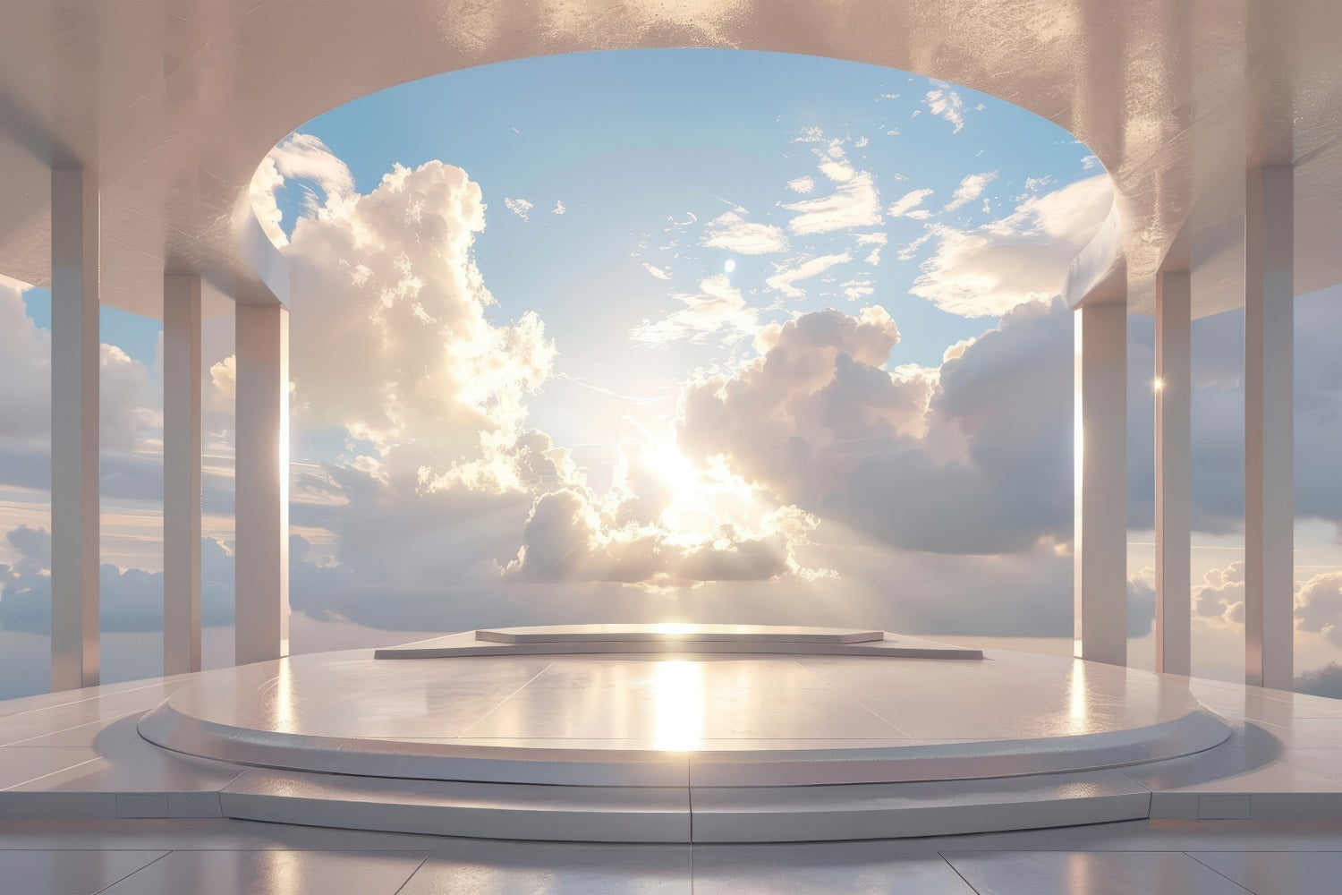 Architecture Backdrop White Arched Balcony Cloudscape Backdrop UK BRP12-636