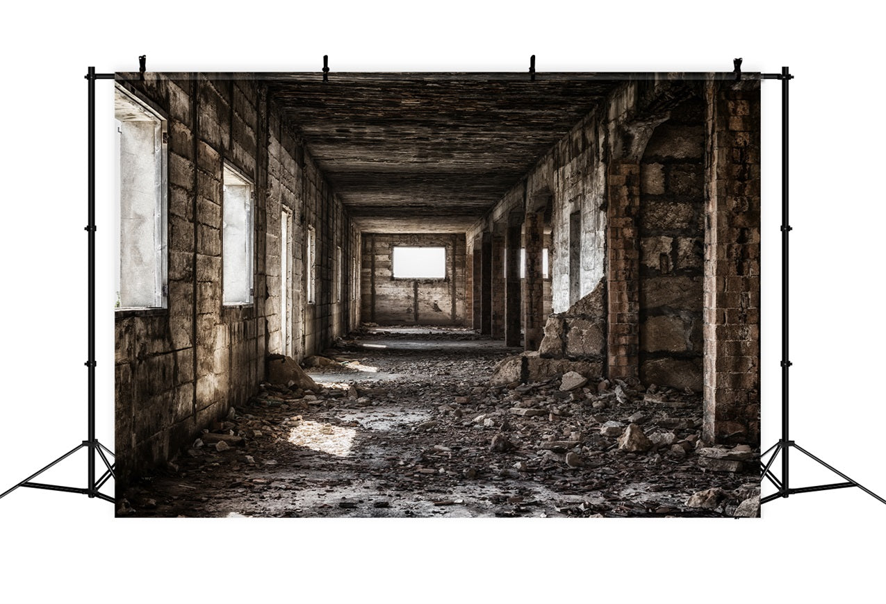 Architecture Backdrop Industrial Hallway Crumbling Walls Backdrop UK BRP12-637