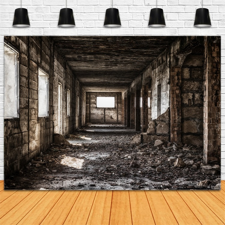 Architecture Backdrop Industrial Hallway Crumbling Walls Backdrop UK BRP12-637