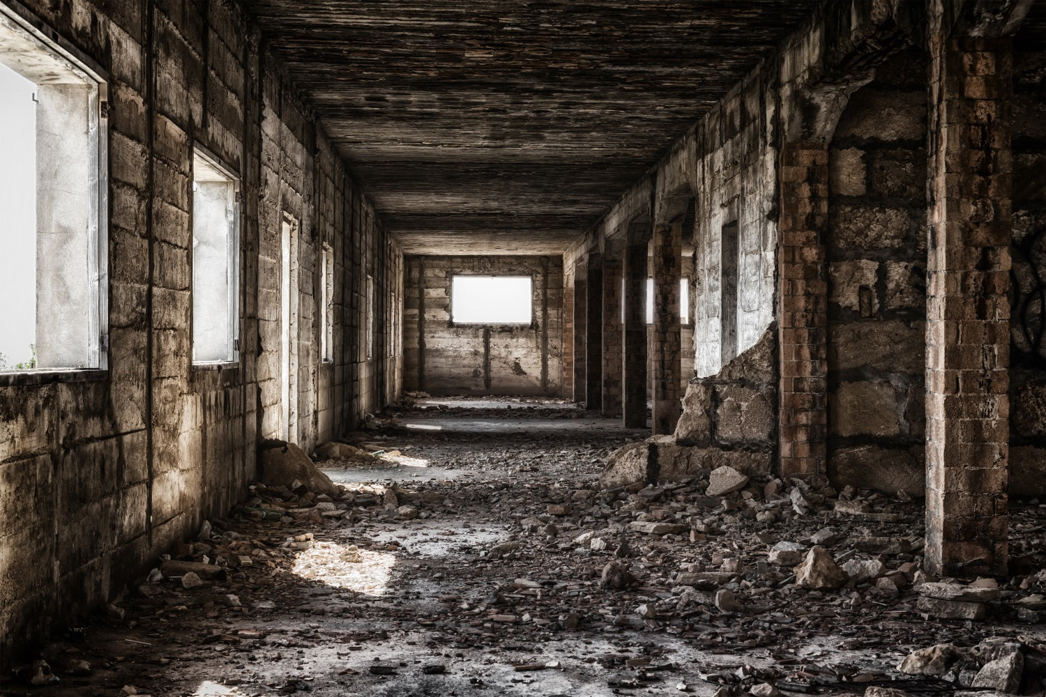 Architecture Backdrop Industrial Hallway Crumbling Walls Backdrop UK BRP12-637