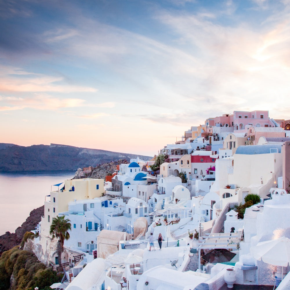 Architecture Backdrop Santorini Cliffside Village Sunset Backdrop UK BRP12-639