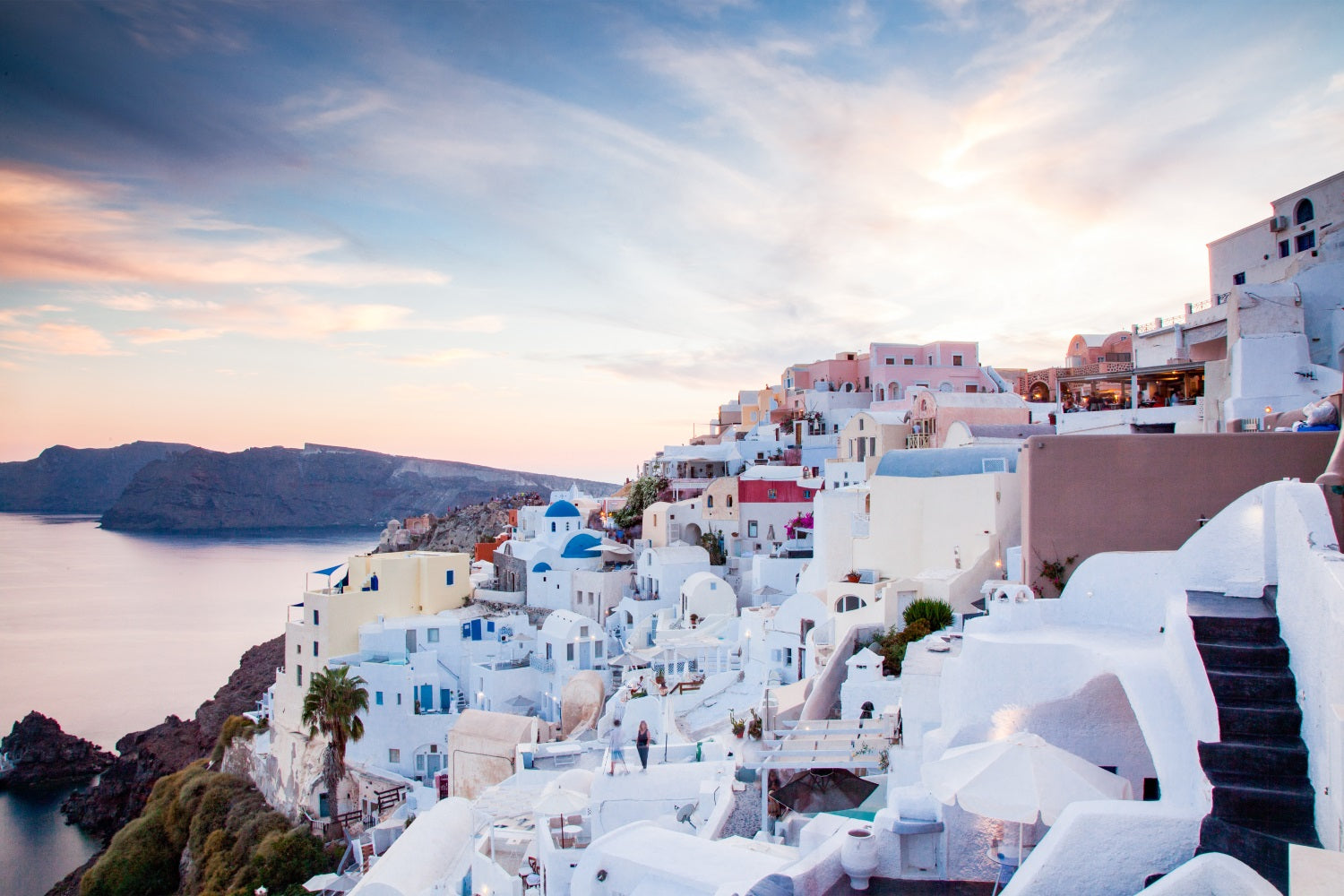 Architecture Backdrop Santorini Cliffside Village Sunset Backdrop UK BRP12-639