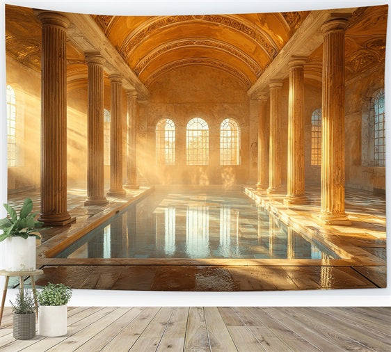 Architecture Backdrop Sunlit Indoor Pool Marble Backdrop UK BRP12-646