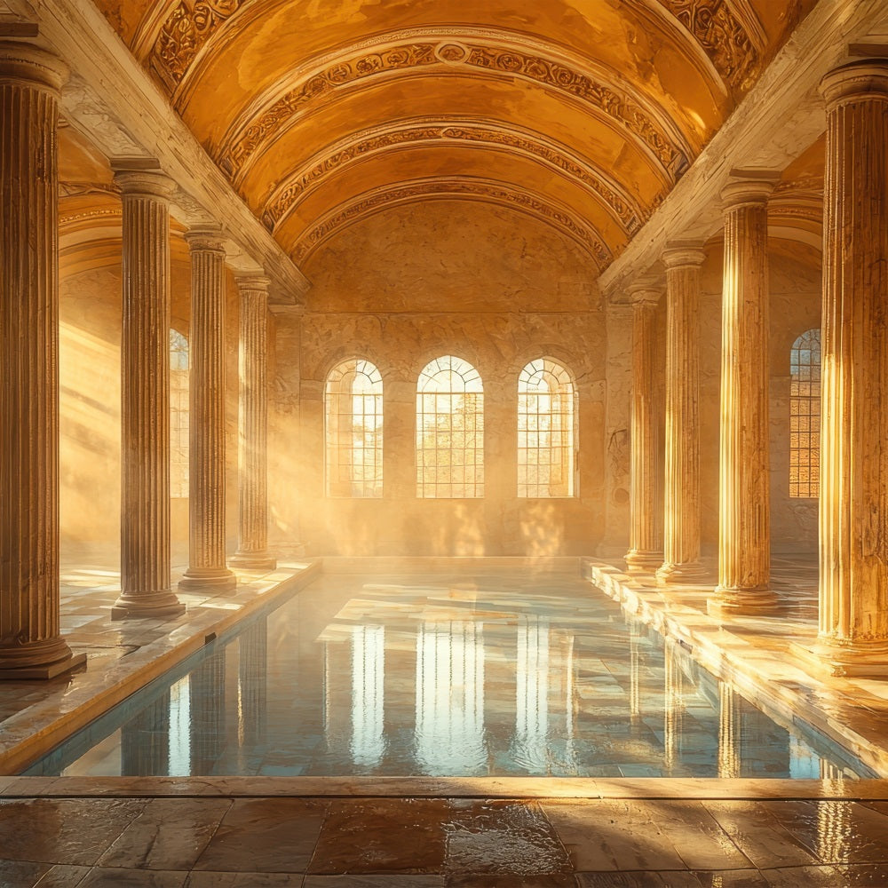 Architecture Backdrop Sunlit Indoor Pool Marble Backdrop UK BRP12-646