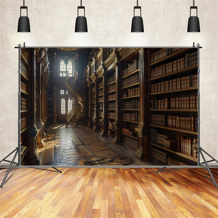 Architecture Backdrop Renaissance Library Spiral Staircase Backdrop UK BRP12-651