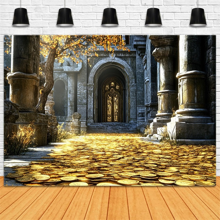 Architecture Backdrop Legendary Gold-Paved Royal Entrance Backdrop UK BRP12-653