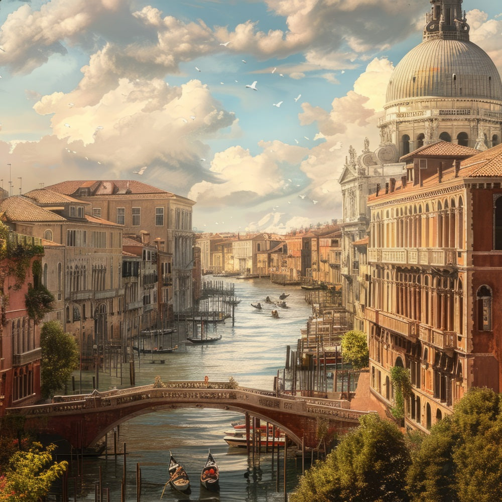 Architecture Backdrop Picturesque Venetian Canal Grand Backdrop UK BRP12-657