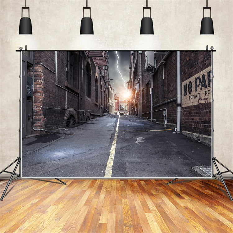 Architecture Backdrop Thunderstorm Vintage Brick Alley Backdrop UK BRP12-662