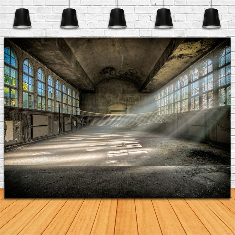 Architecture Backdrop Abandoned Sports Court Windows Backdrop UK BRP12-664