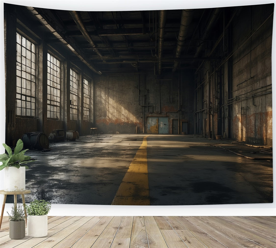 Architecture Backdrop Abandoned Factory Sunlit Windows Backdrop UK BRP12-665