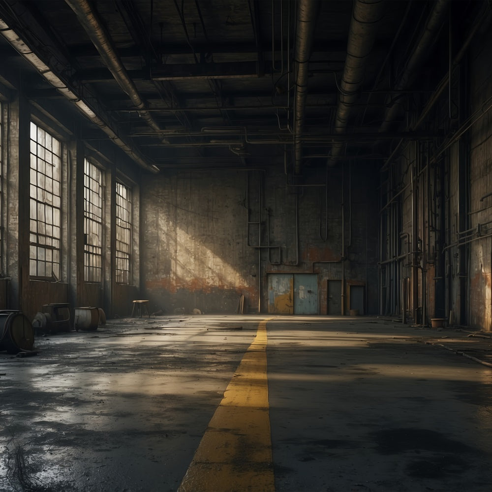 Architecture Backdrop Abandoned Factory Sunlit Windows Backdrop UK BRP12-665