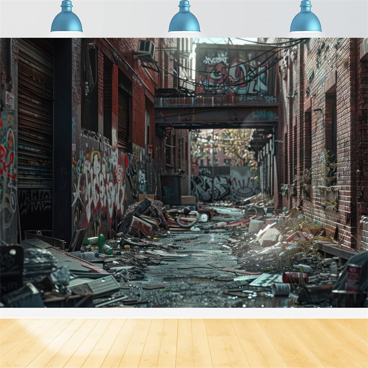 Architecture Backdrop Graffiti Alley Trash Scattered Backdrop UK BRP12-667