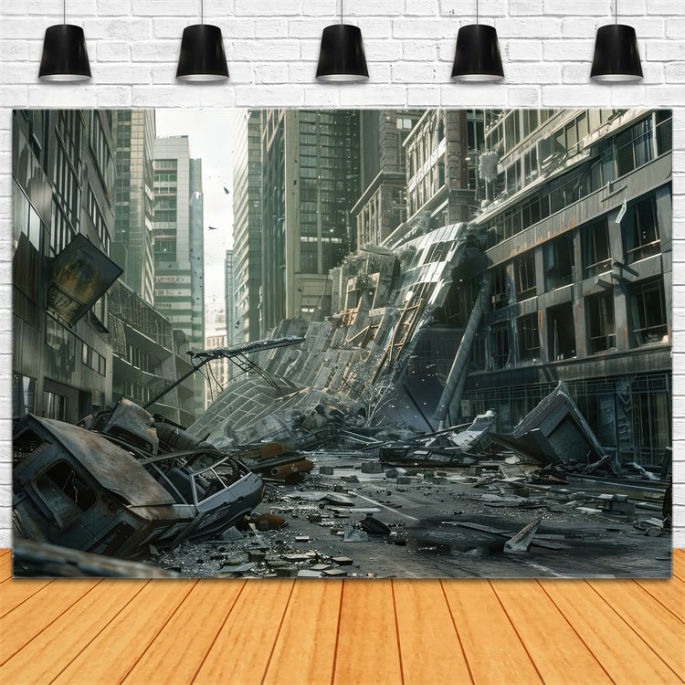 Architecture Backdrop Collapsed Skyscrapers Urban Tragedy Backdrop UK BRP12-668