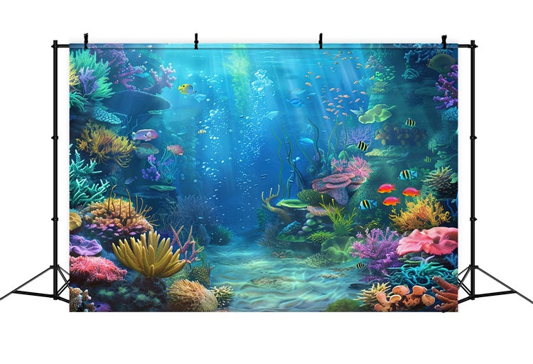 Mermaid Photo Backdrop Underwater Scene Coral Reef Backdrop UK BRP12-67