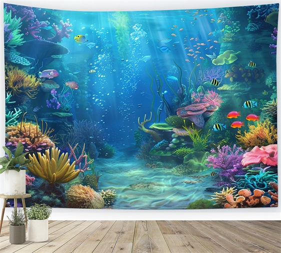 Mermaid Photo Backdrop Underwater Scene Coral Reef Backdrop UK BRP12-67