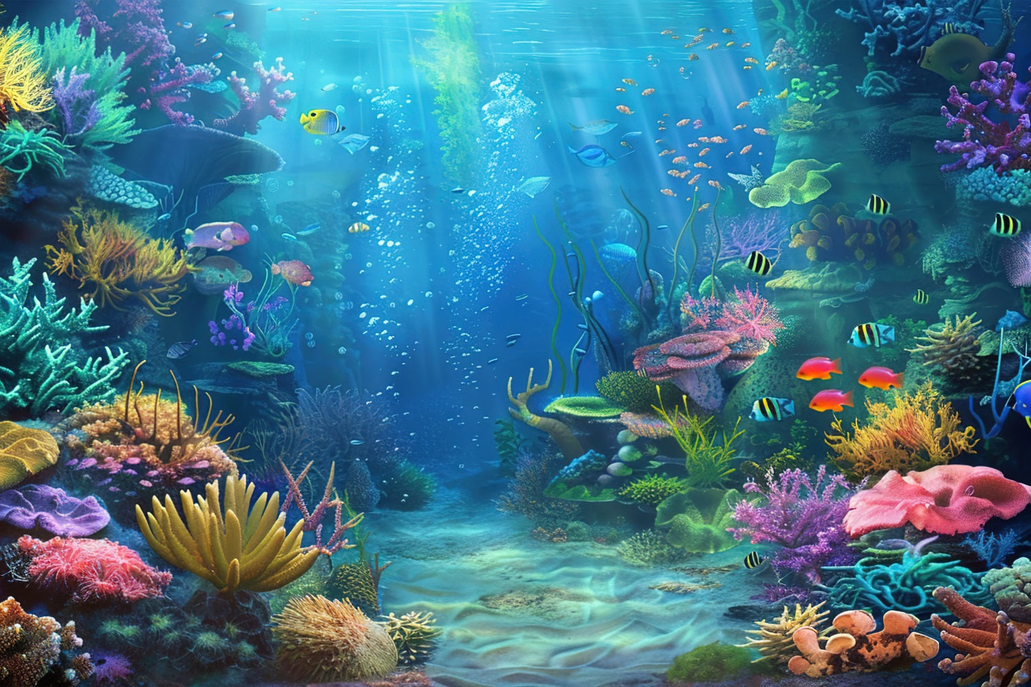 Mermaid Photo Backdrop Underwater Scene Coral Reef Backdrop UK BRP12-67