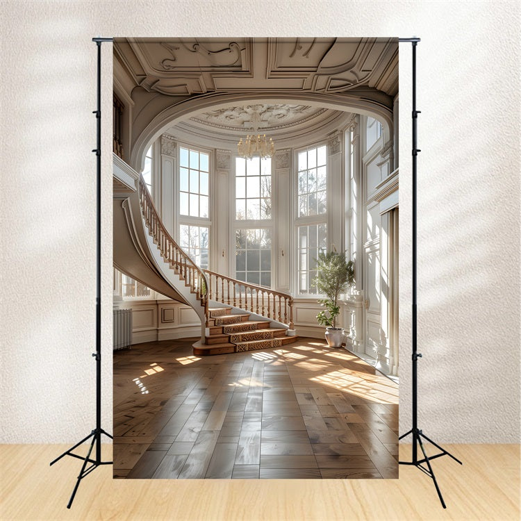 Architecture Backdrop Elegant Sunlit Manor Staircase Backdrop UK BRP12-671