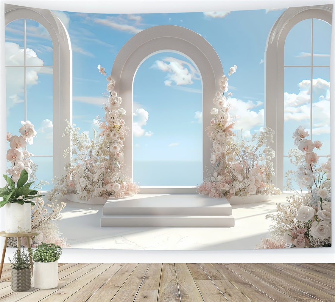 Architecture Backdrop Floral Arch Sky Blue Backdrop UK BRP12-675