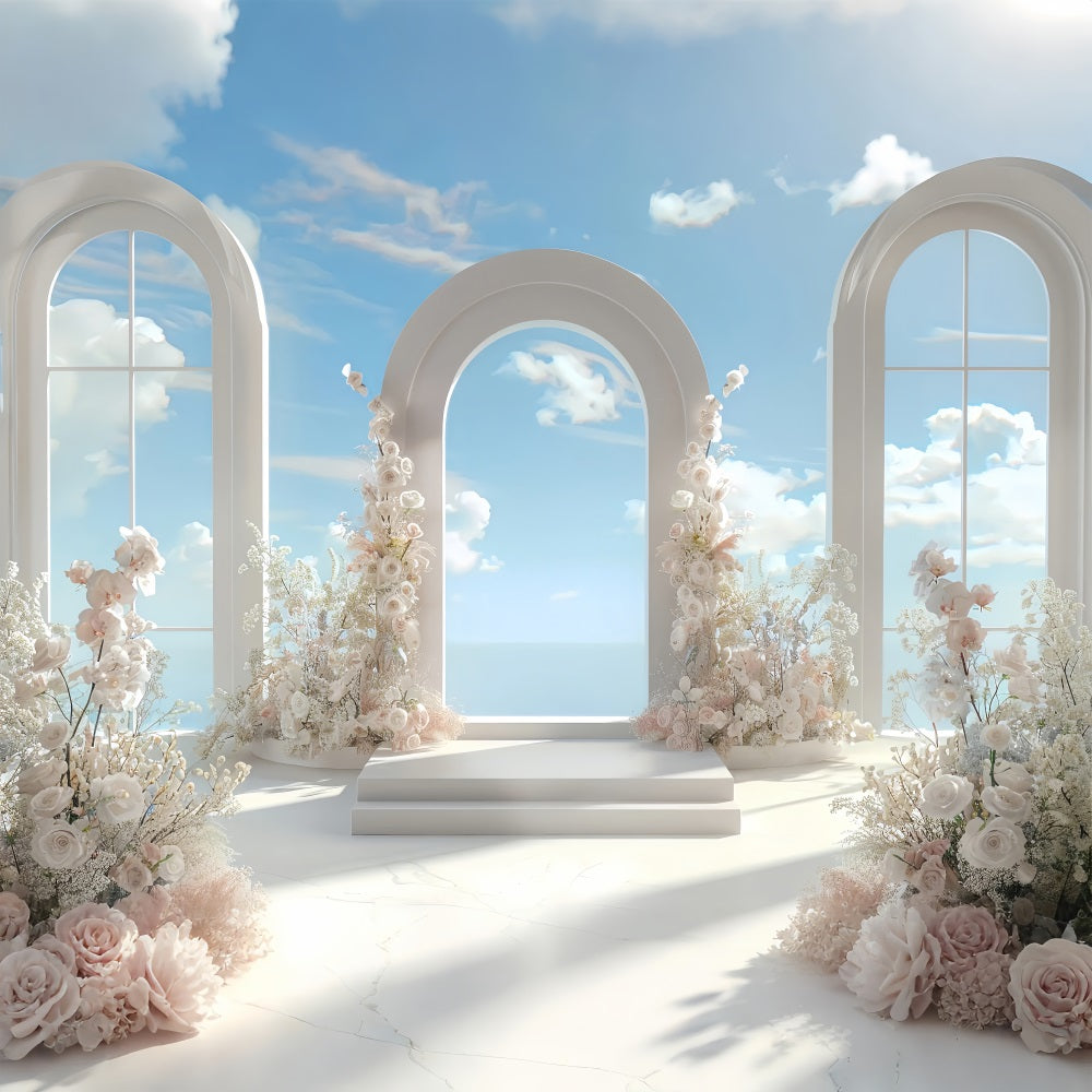 Architecture Backdrop Floral Arch Sky Blue Backdrop UK BRP12-675