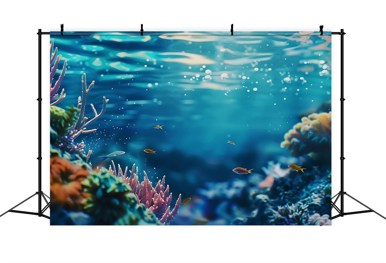 Mermaid Theme Backdrop Vibrant Underwater Coral Reef Backdrop UK BRP12-69