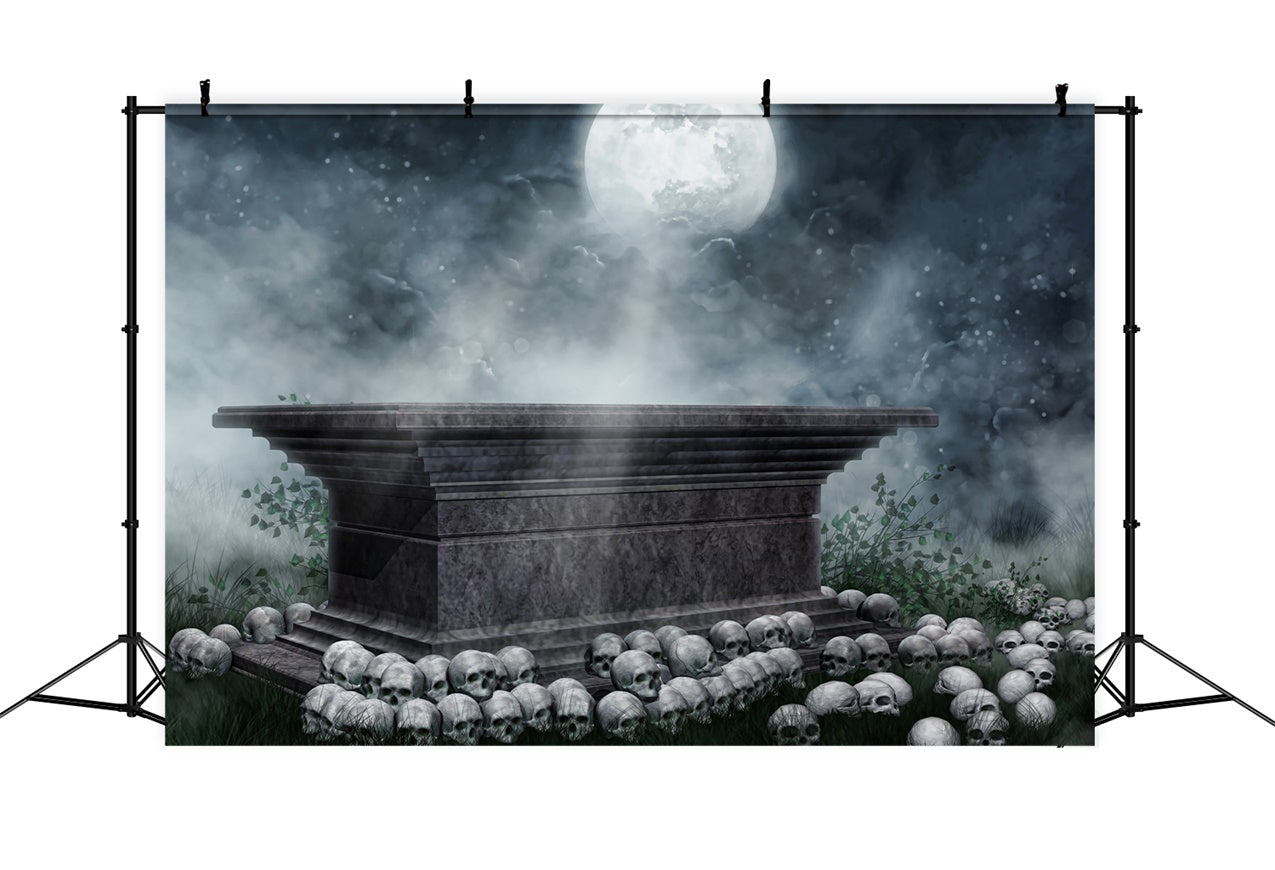 Coffin Backdrop Eerie Coffin Mist Skull Scene Backdrop UK BRP12-693