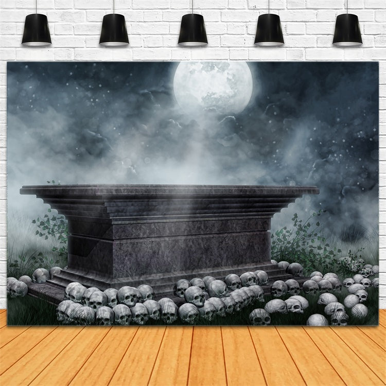 Coffin Backdrop Eerie Coffin Mist Skull Scene Backdrop UK BRP12-693