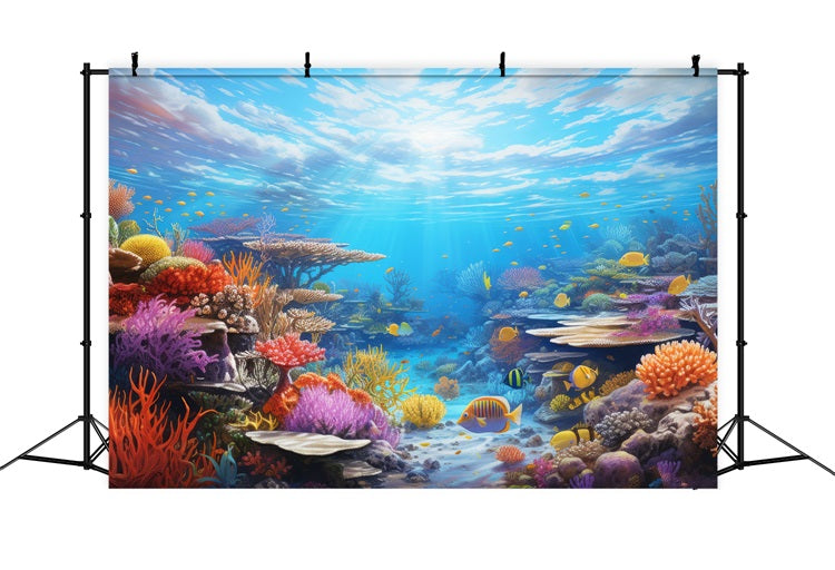 Mermaid Backdrop Background Colorful Coral Tropical Fish Backdrop UK BRP12-70