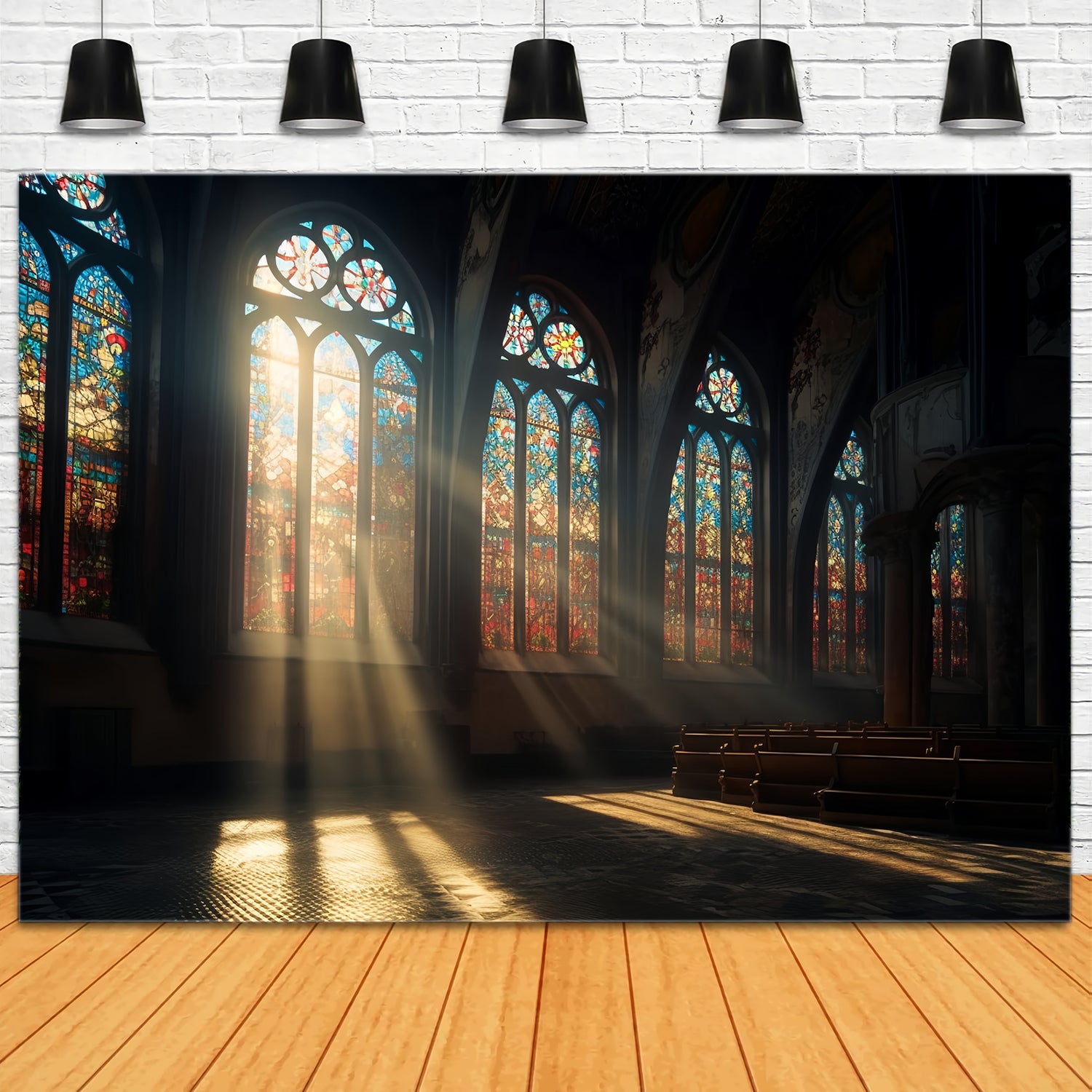 Church Photo Backdrop Gothic Stained Glass Window Backdrop UK BRP12-704