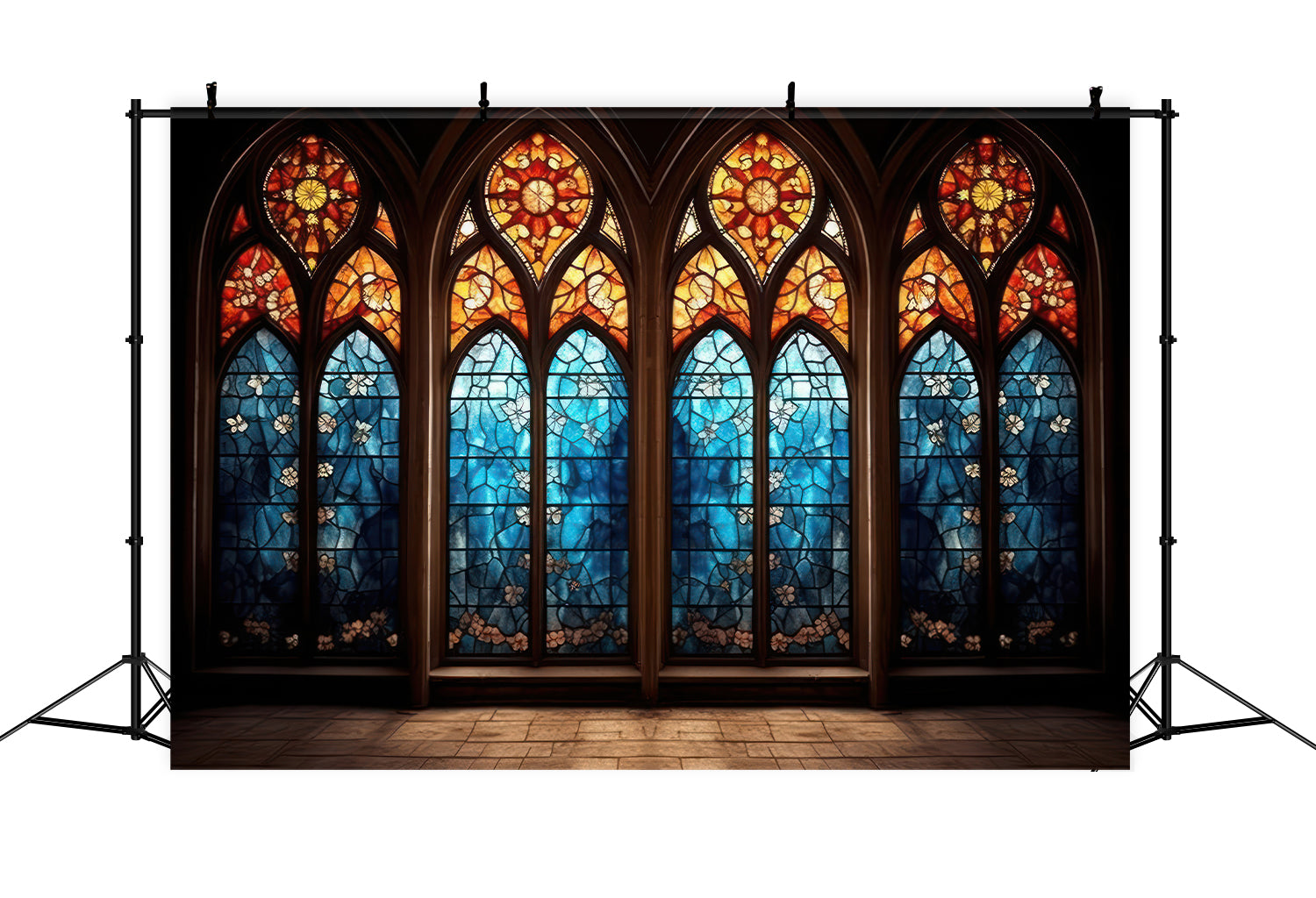 Church Backdrop Arched Stained Glass Window Backdrop UK BRP12-705