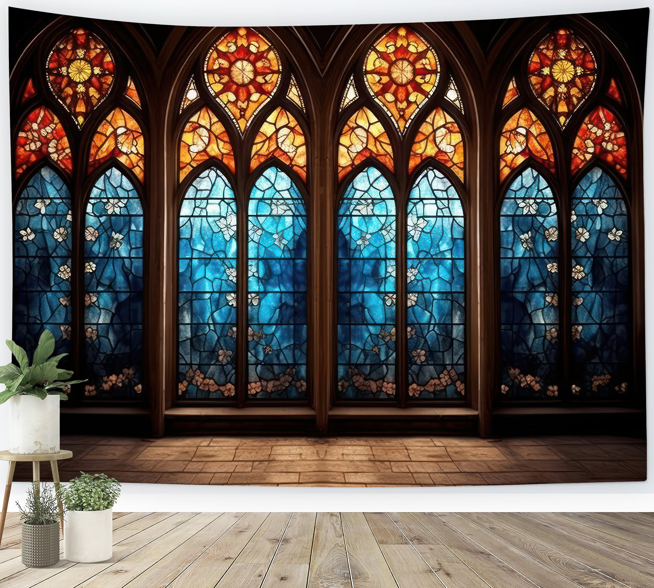 Church Backdrop Arched Stained Glass Window Backdrop UK BRP12-705