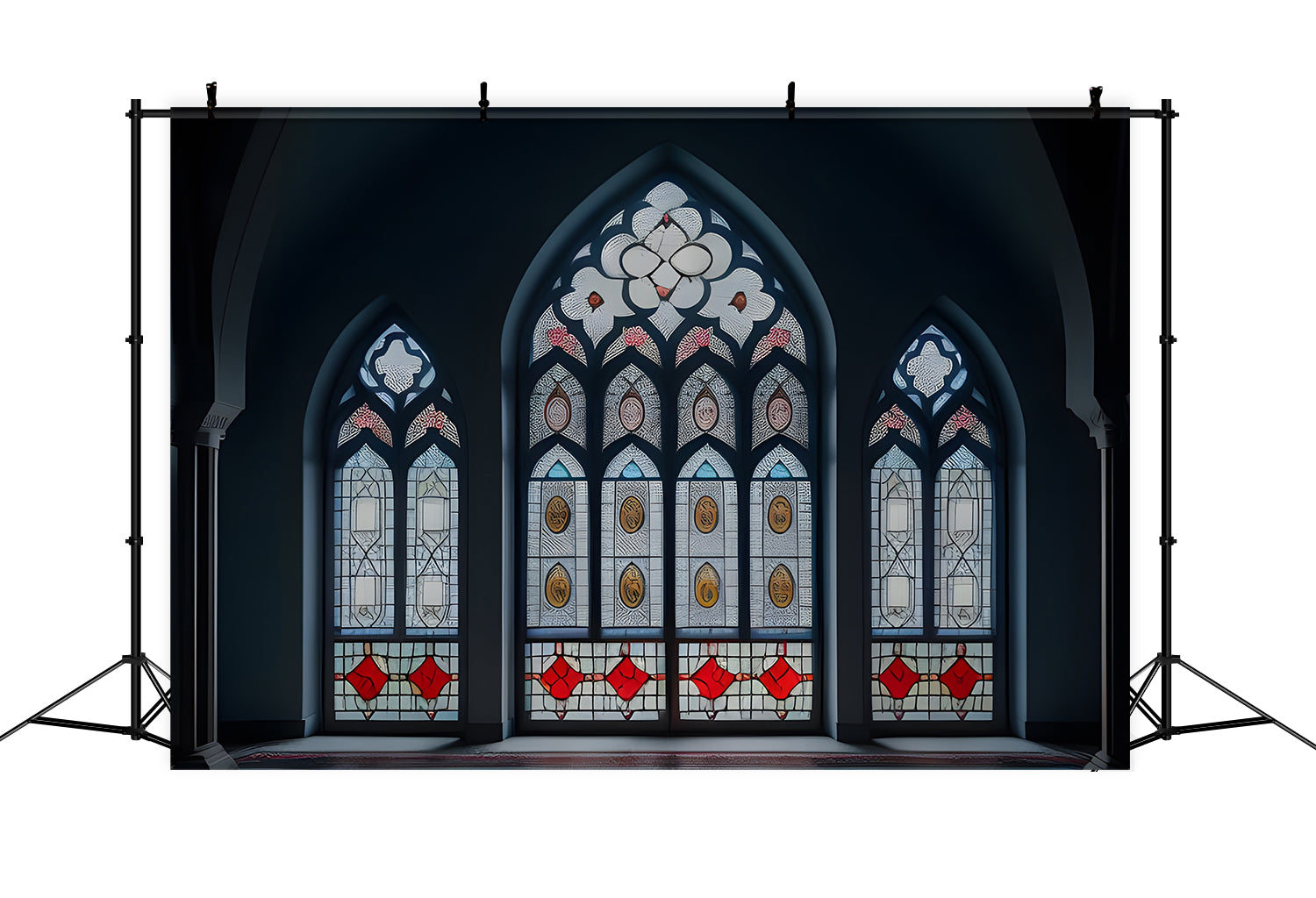 Church Backdrop Design Stained Glass Arched Window Backdrop UK BRP12-708