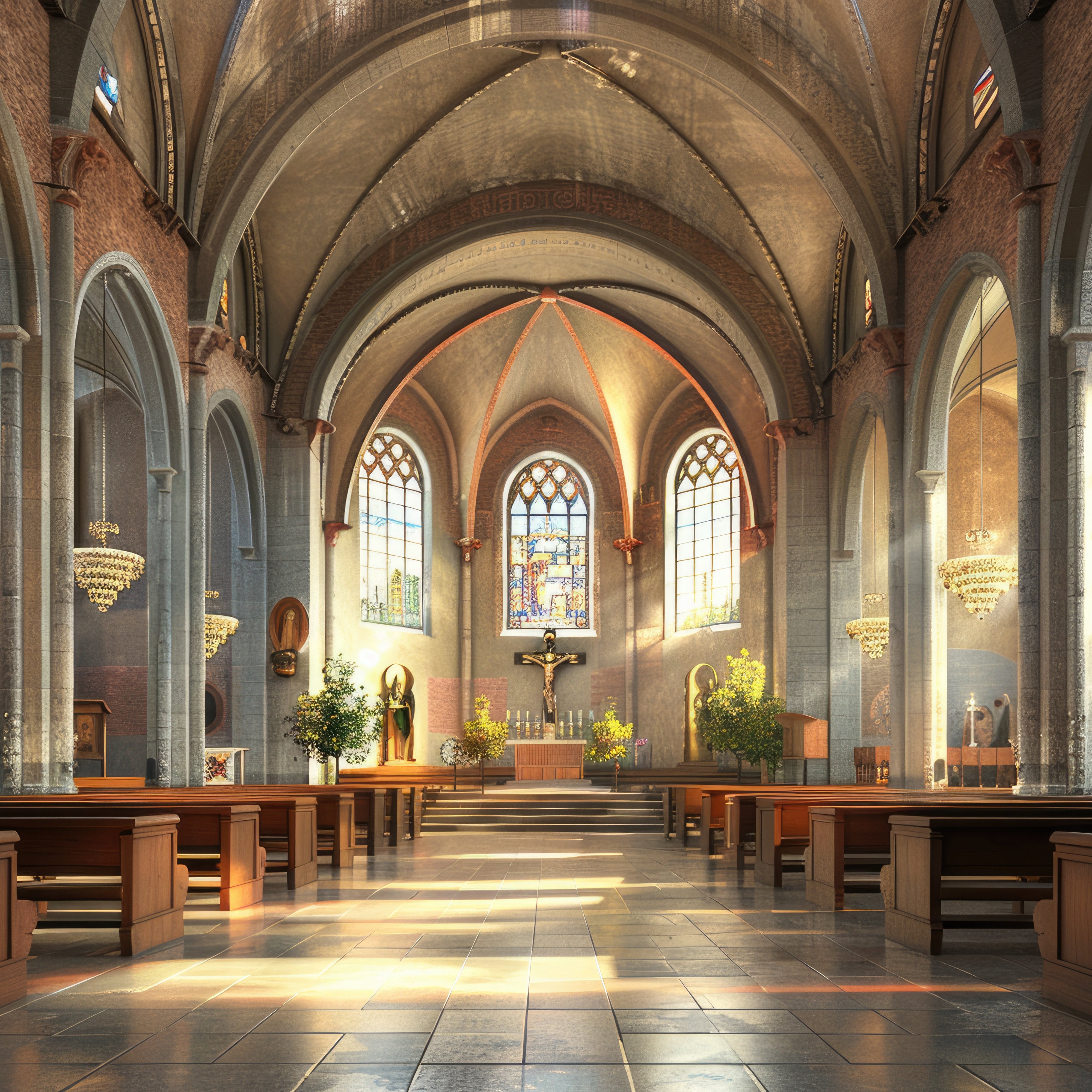 Backdrop For Church Sacred Atmosphere Sunlit Interior Backdrop UK BRP12-712