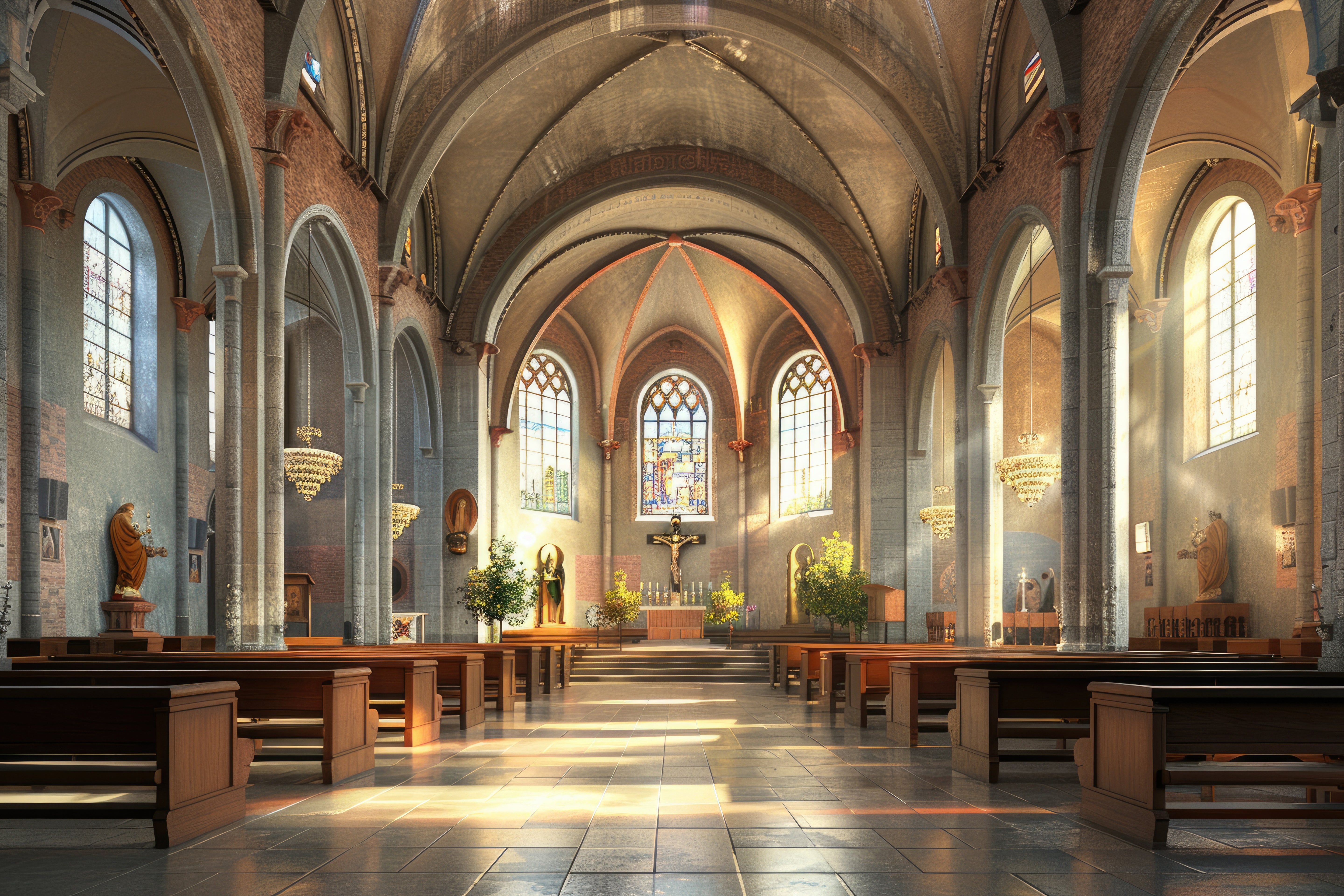 Backdrop For Church Sacred Atmosphere Sunlit Interior Backdrop UK BRP12-712