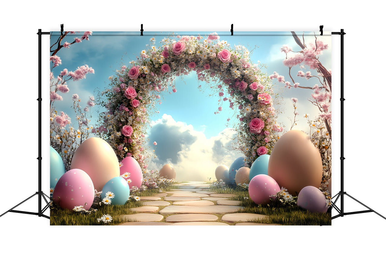 Easter Backdrops Ideas Pink Roses Daisies Egg Backdrop UK BRP12-722