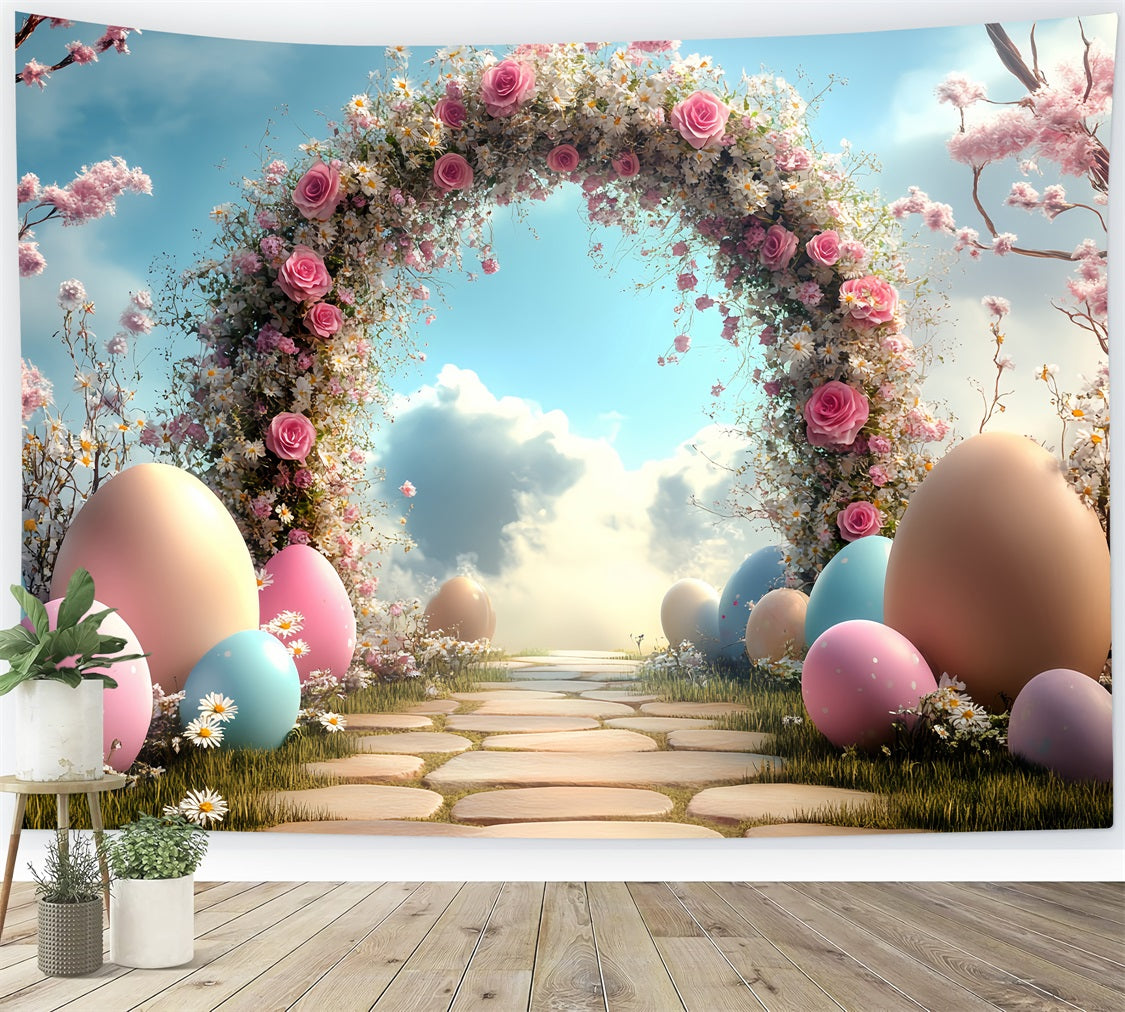 Easter Backdrops Ideas Pink Roses Daisies Egg Backdrop UK BRP12-722