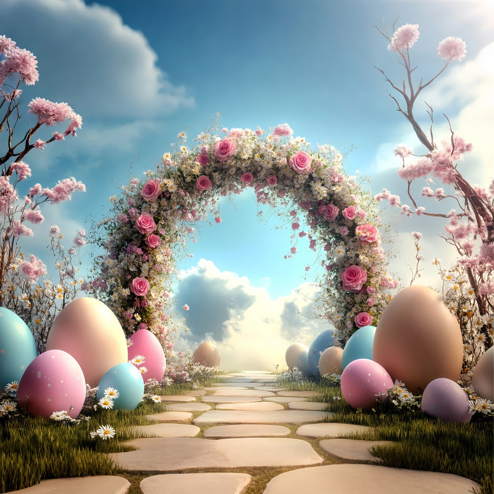 Easter Backdrops Ideas Pink Roses Daisies Egg Backdrop UK BRP12-722