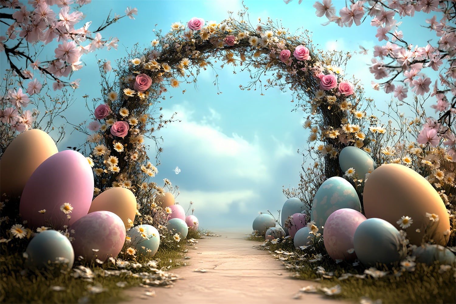 Easter Photo Backdrop Enchanted Spring Arch Eggs Backdrop UK BRP12-723