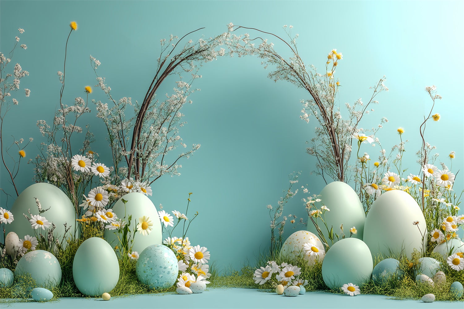 Easter Photography Backdrop Minimalist Daisy Egg Arch Backdrop UK BRP12-724