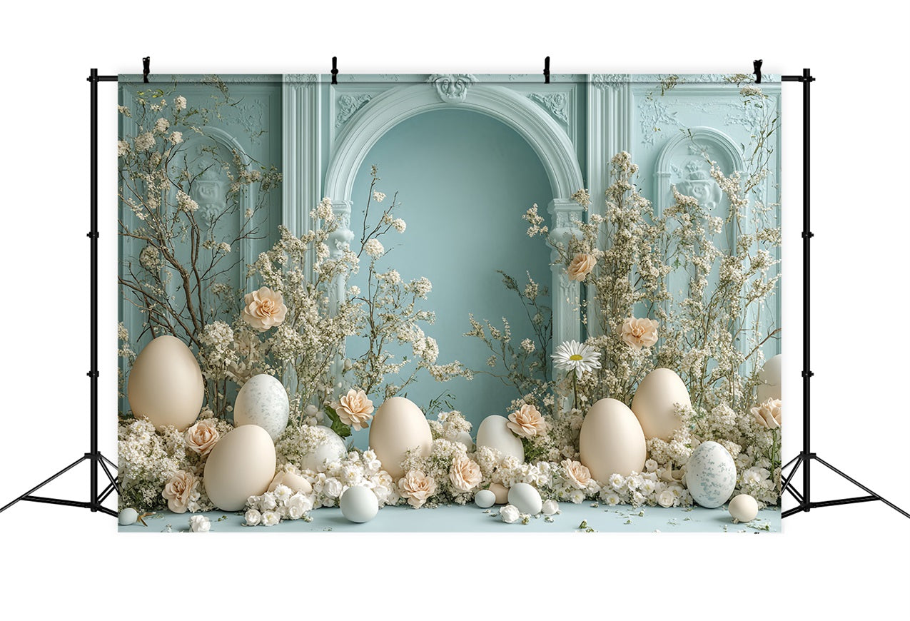 Backdrop For Easter Spring Floral Arch Eggs Backdrop UK BRP12-725