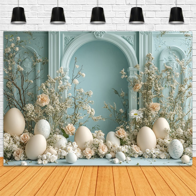 Backdrop For Easter Spring Floral Arch Eggs Backdrop UK BRP12-725