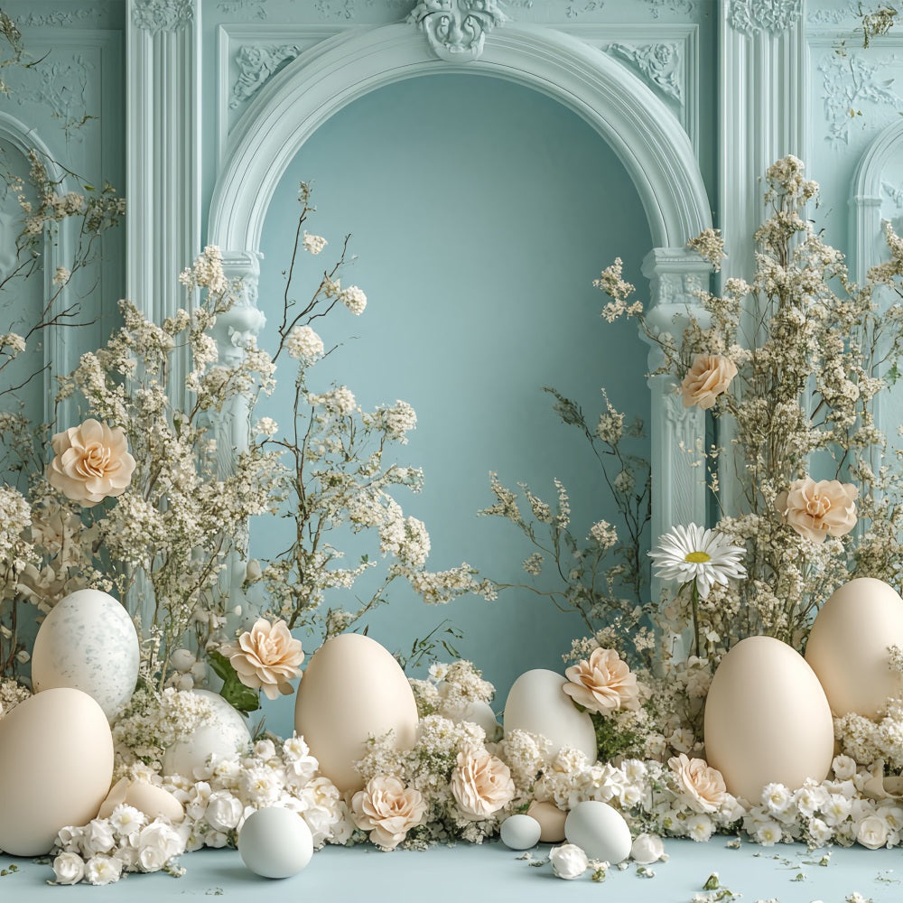 Backdrop For Easter Spring Floral Arch Eggs Backdrop UK BRP12-725