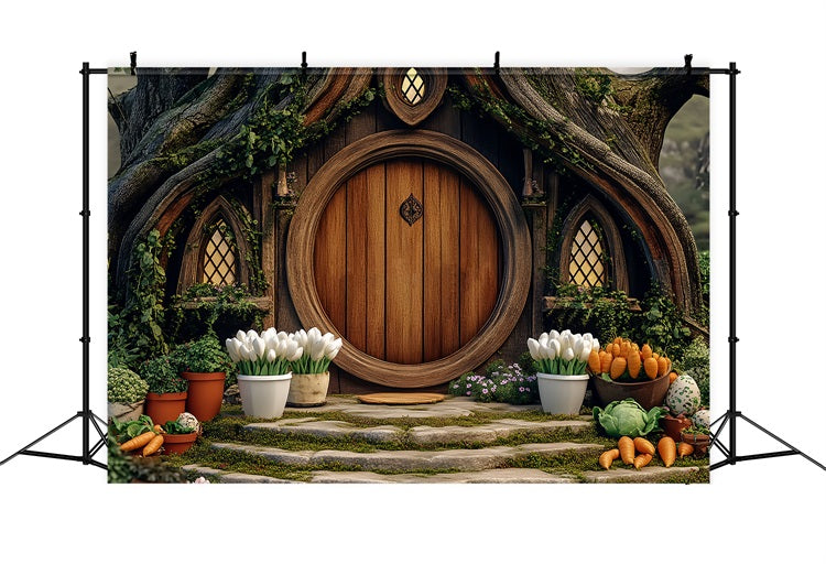 Easter Backdrop Forest Cottage Round Door Garden Backdrop UK BRP12-728