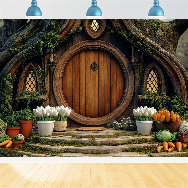 Easter Backdrop Forest Cottage Round Door Garden Backdrop UK BRP12-728