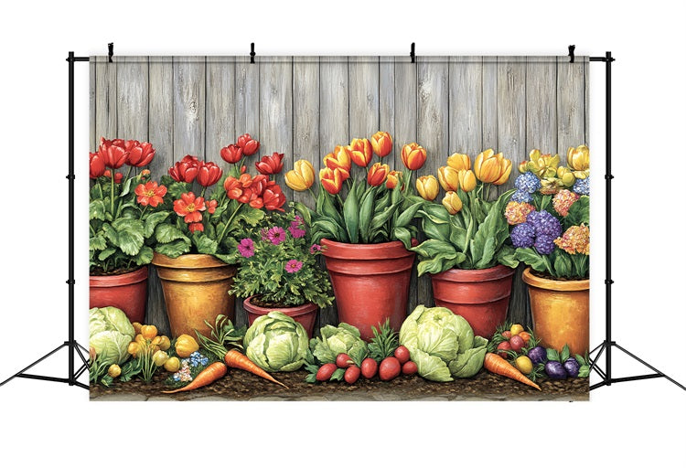 Backdrop Easter Vibrant Tulips Vegetables Spring Backdrop UK BRP12-732