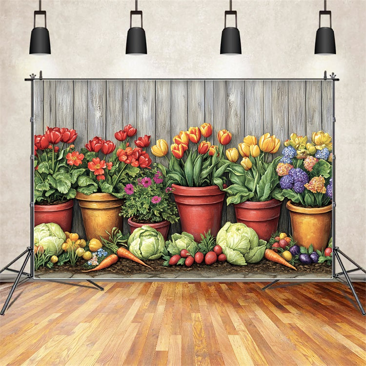 Backdrop Easter Vibrant Tulips Vegetables Spring Backdrop UK BRP12-732