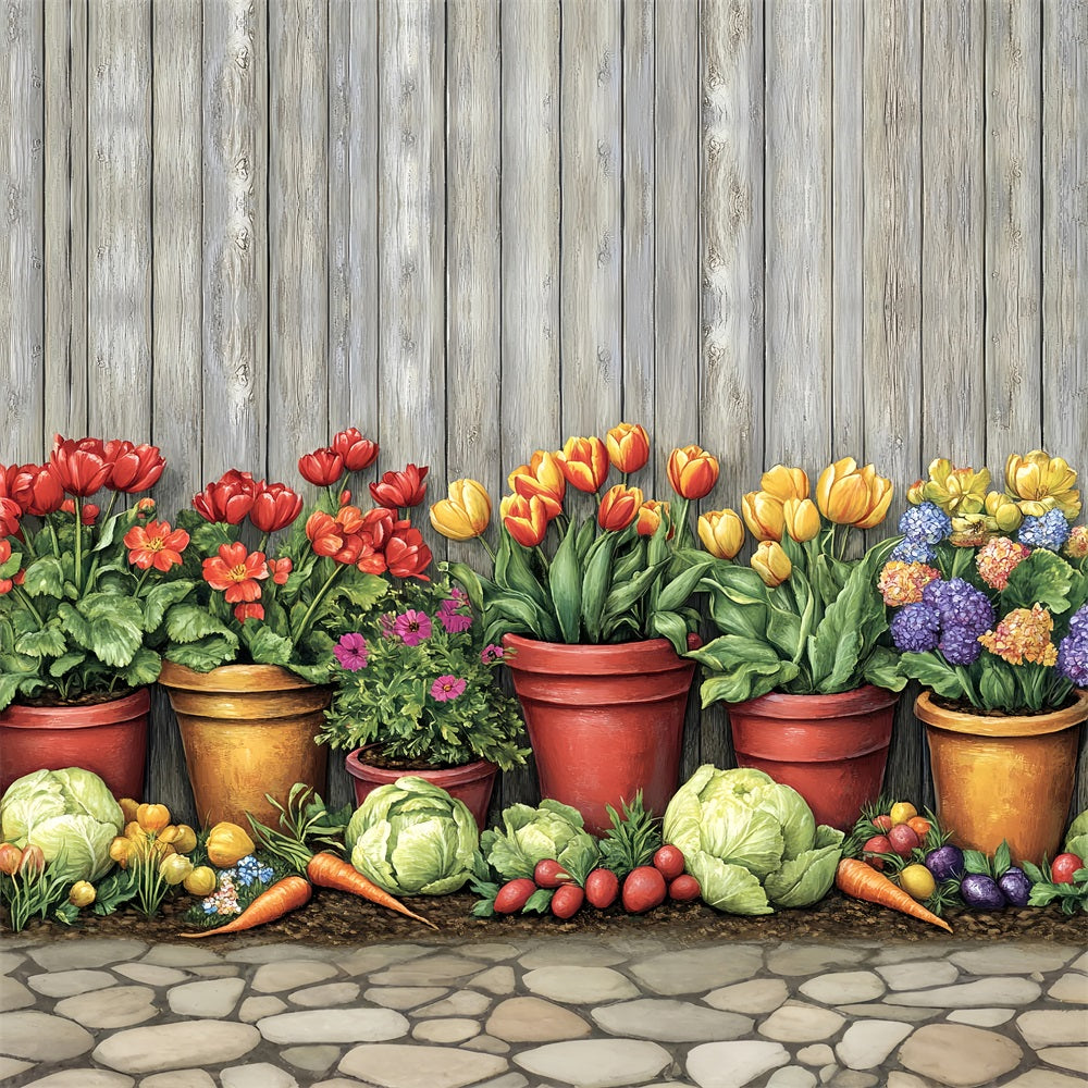 Backdrop Easter Vibrant Tulips Vegetables Spring Backdrop UK BRP12-732