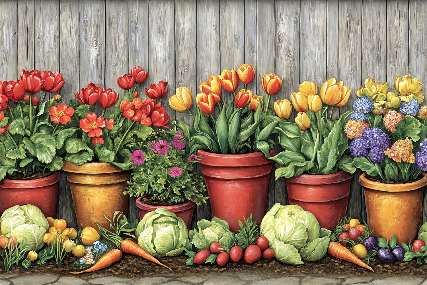 Backdrop Easter Vibrant Tulips Vegetables Spring Backdrop UK BRP12-732