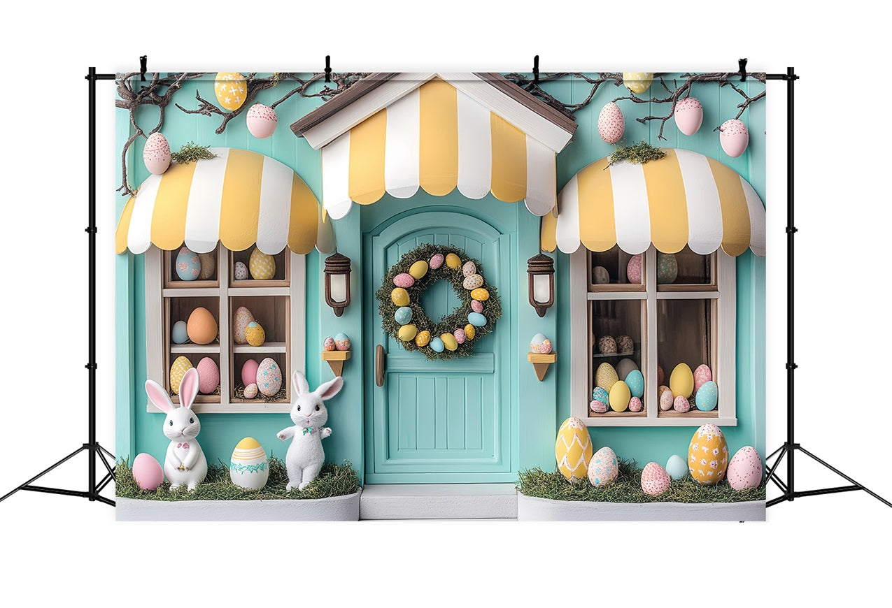 Easter Backdrops Photography Whimsical Bunny Store Scene Backdrop UK BRP12-734