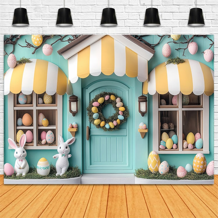 Easter Backdrops Photography Whimsical Bunny Store Scene Backdrop UK BRP12-734